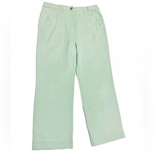 Tommy Bahama Womens Size 12 100% Silk Wide-Leg Sage Green Trouser Pants